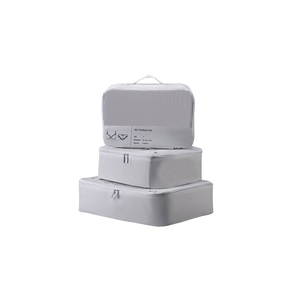 2x 3pc Kate Hill Travelling Packing Cubes Organiser Accessory Set White