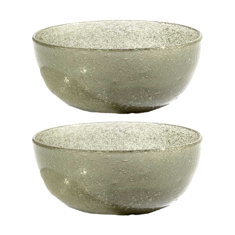 2PK KAS Australia Mini Bubble Glass Bowl Textured Matte Glass One Size Sage
