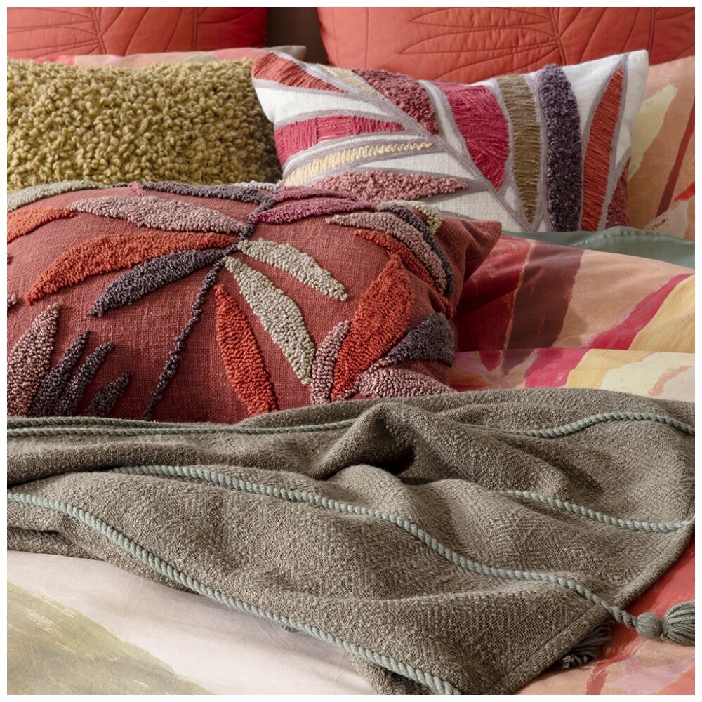 KAS Australia Alberto Quilt Cover Hand Painted Leaf Cotton Multi - Super King