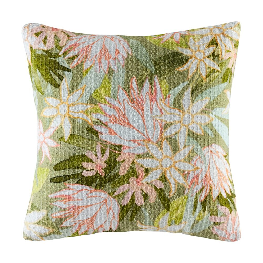KAS Australia Anna Cushion 50x50cm Floral Digital Print Waffle Square Multi