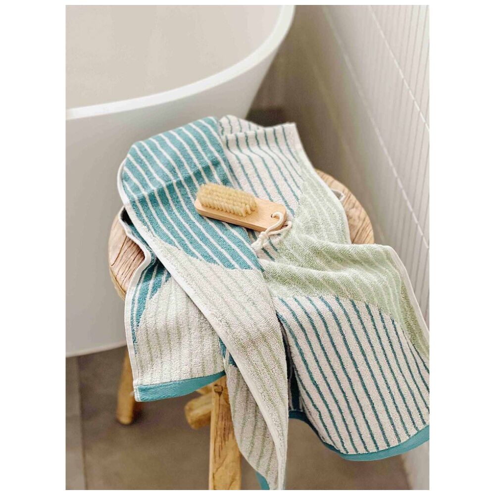 KAS Australia Harri Bath Towel Modern Cotton Yarn Dyed Jacquard 600GSM Sage