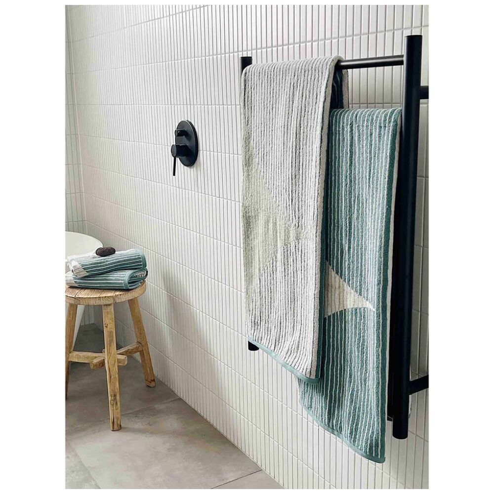 KAS Australia Harri Bath Towel Modern Cotton Yarn Dyed Jacquard 600GSM Sage