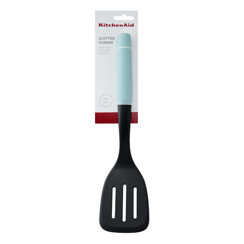 KitchenAid Soft Grip Plastic Slotted Turner Cooking Utensil - Mineral Water