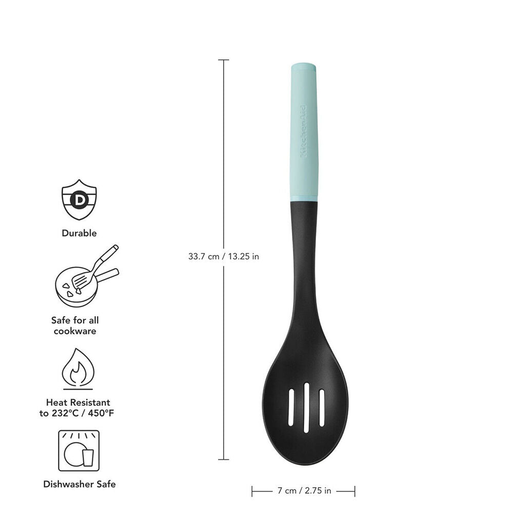KitchenAid Plastic Soft Grip Slotted Spoon Kitchen Utensils - Mineral Water