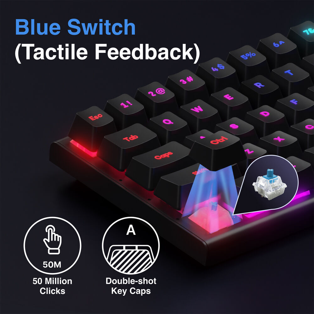 Laser Gaming Mini 88-Key RGB Mechanical Keyboard Compact Portable Black