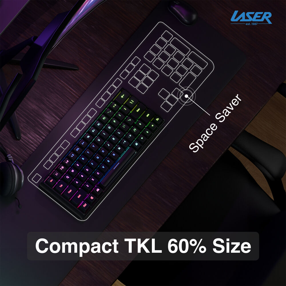 Laser Gaming Mini 88-Key RGB Mechanical Keyboard Compact Portable Black