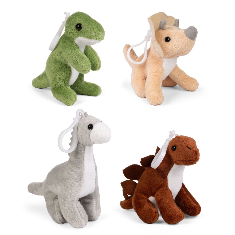 3PK Living Nature Clips Dinosaurs Plush Keychain - Assorted 3y+