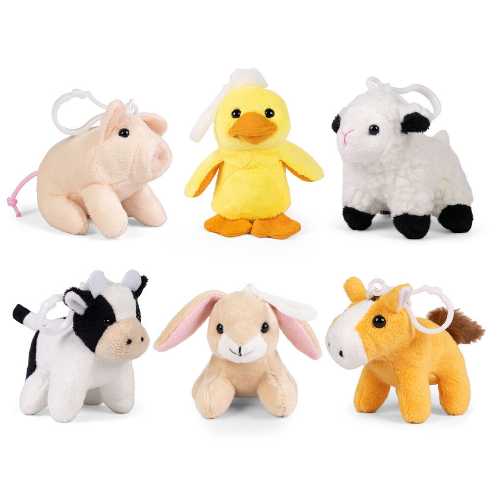 3PK Living Nature Clips Farm Plush Keychain - Assorted 3y+