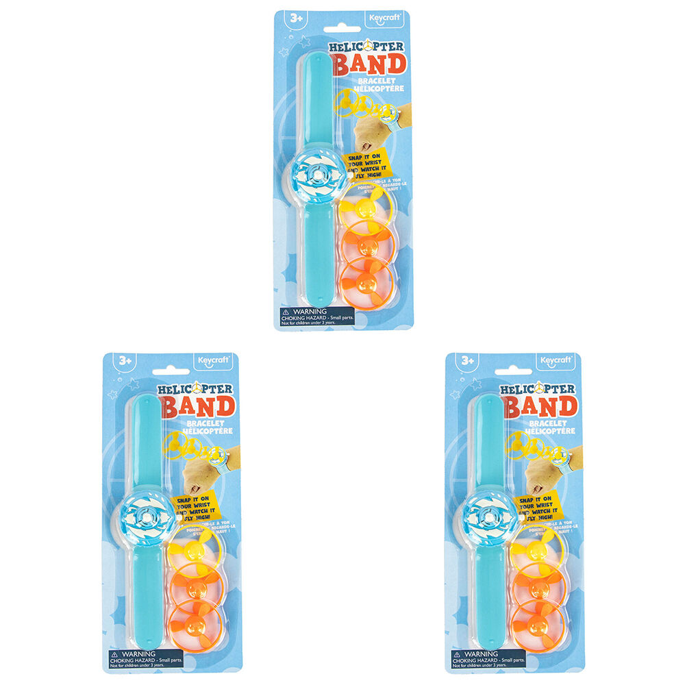 3PK Keycraft Flying Disc Slap Bands Bracelet Helicopter - Assorted 3y+
