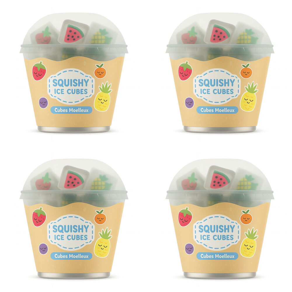 4PK 6 pc Keycraft Squishy Ice Cube Kids Sensory Tactile Toy Assorted