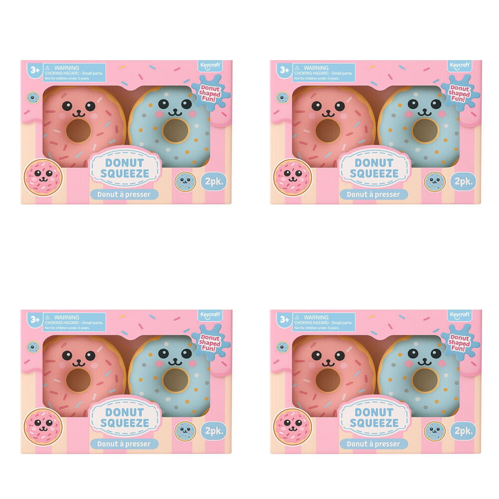 4PK 2pc Keycraft Sprinkle Squeeze Donut Kids Sensory Toy Blue And Pink