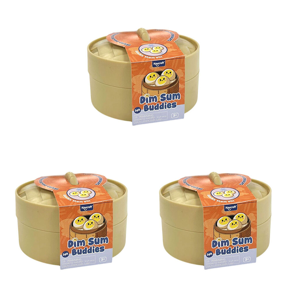 3x 3pc Keycraft Dim Sum Cuddle Bun Buddies Kids Sensory Toy Stretchy