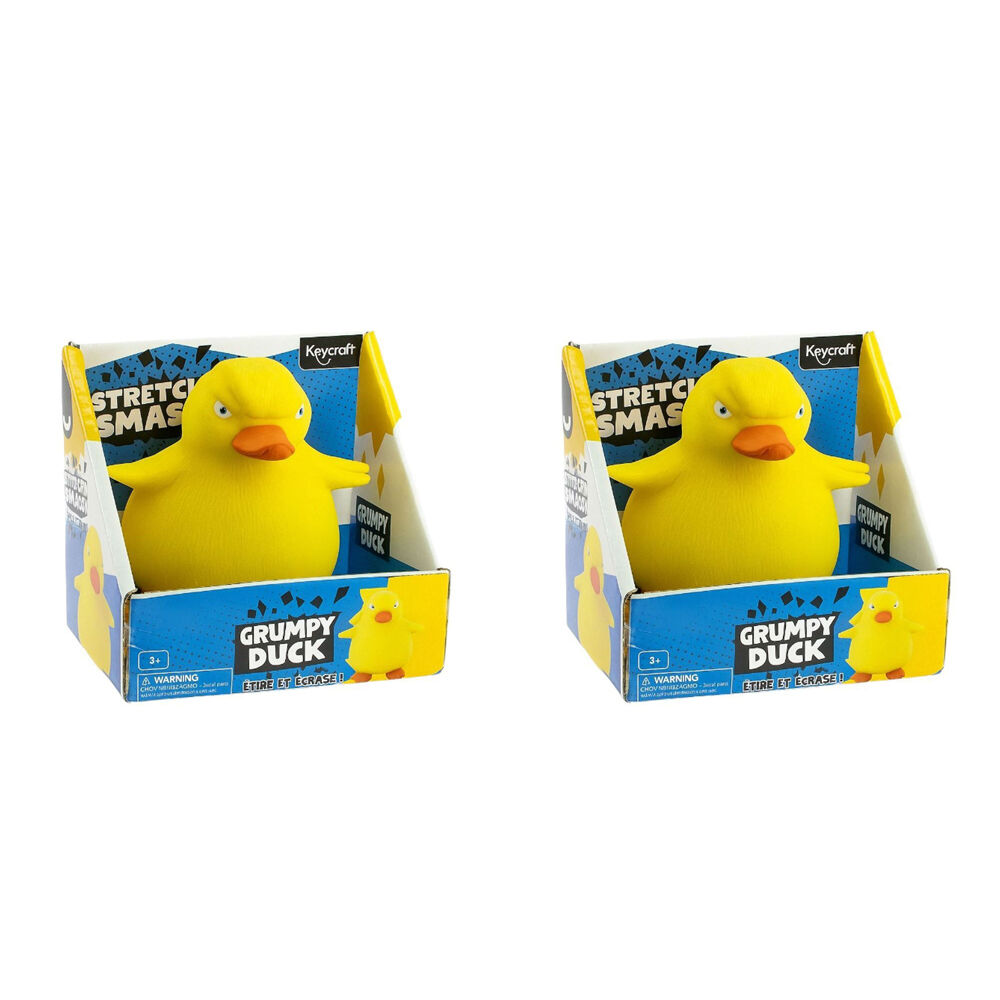 2PK Keycraft Stretch and Smash Grumpy Duck Kids Sensory Toy Yellow