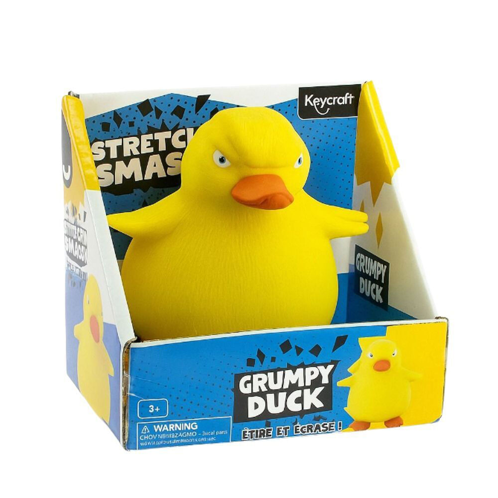 2PK Keycraft Stretch and Smash Grumpy Duck Kids Sensory Toy Yellow