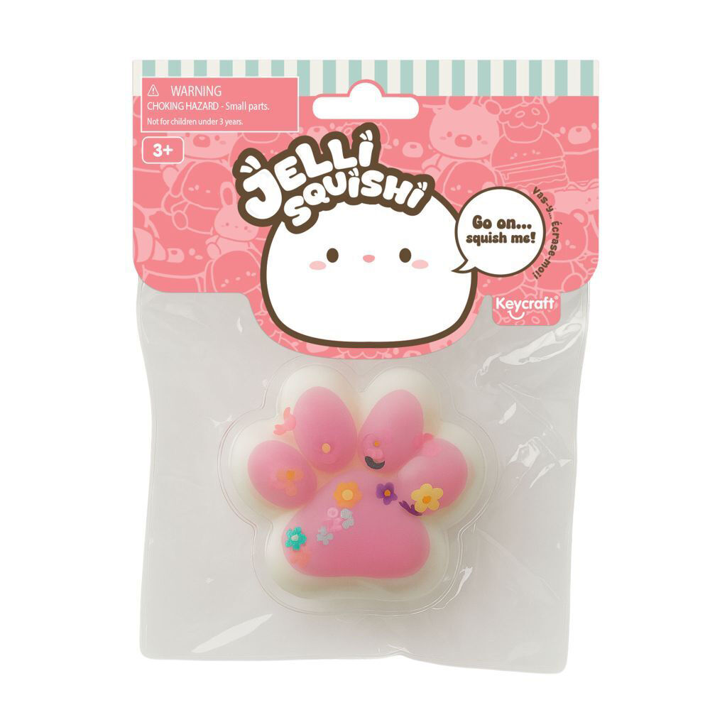 4PK Keycraft Jelli Squishi Small Paw Print Kids Sensory Toy Assorted