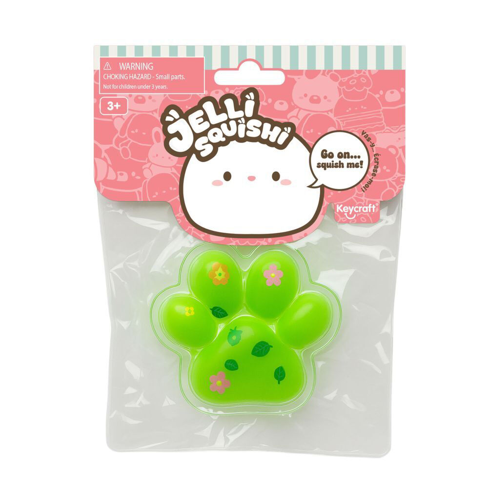 4PK Keycraft Jelli Squishi Small Paw Print Kids Sensory Toy Assorted