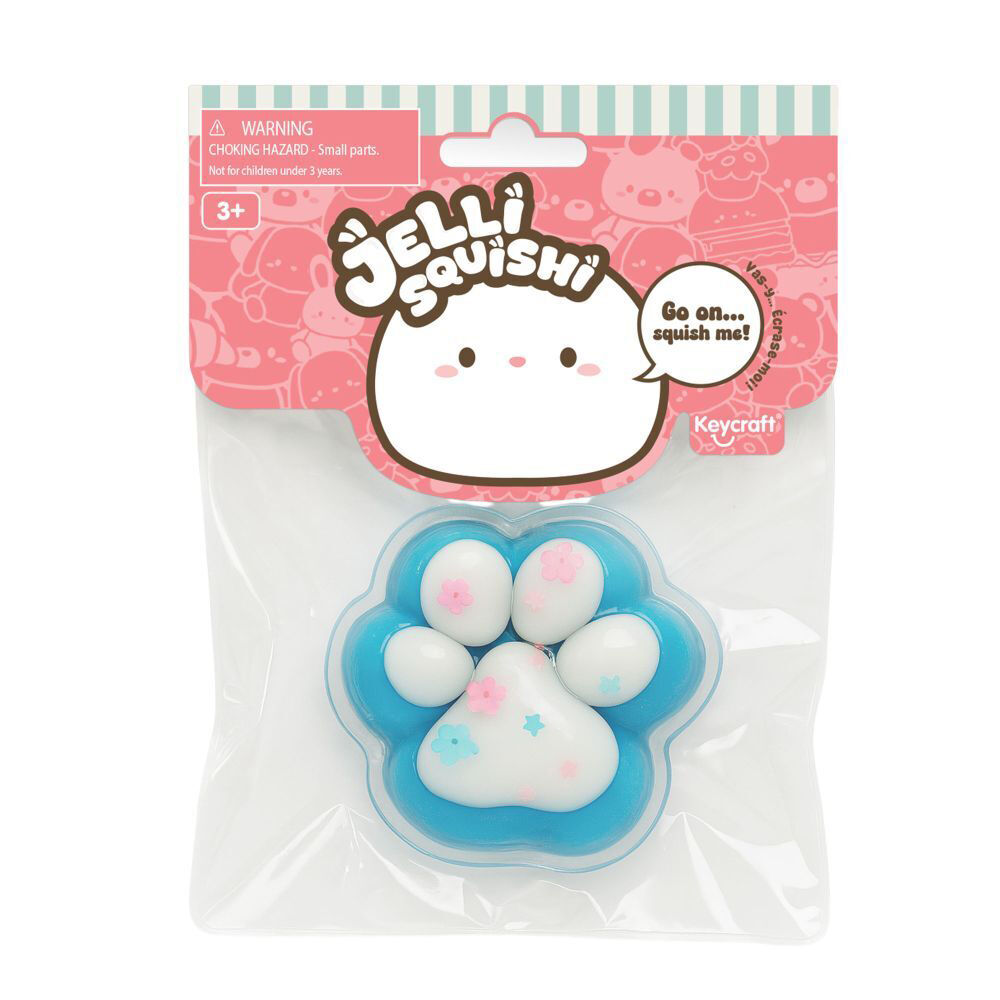4PK Keycraft Jelli Squishi Small Paw Print Kids Sensory Toy Assorted