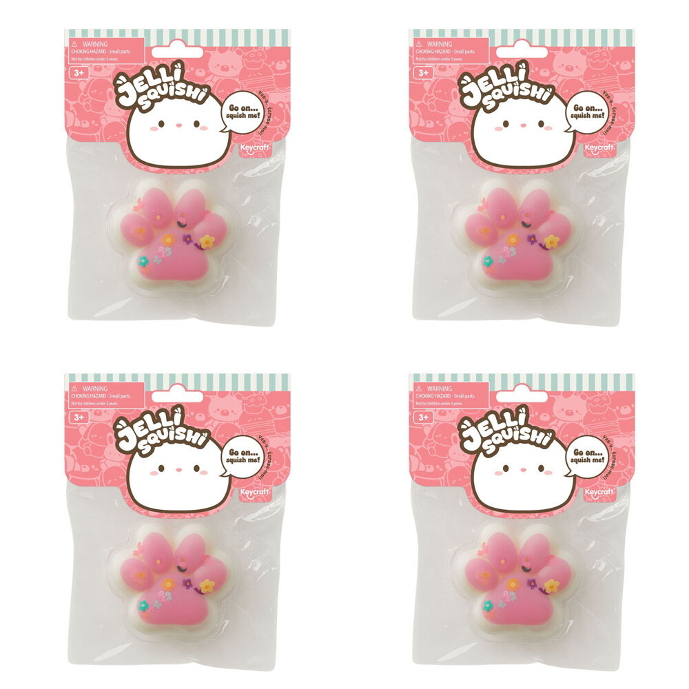 4PK Keycraft Jelli Squishi Small Paw Print Kids Sensory Toy Assorted