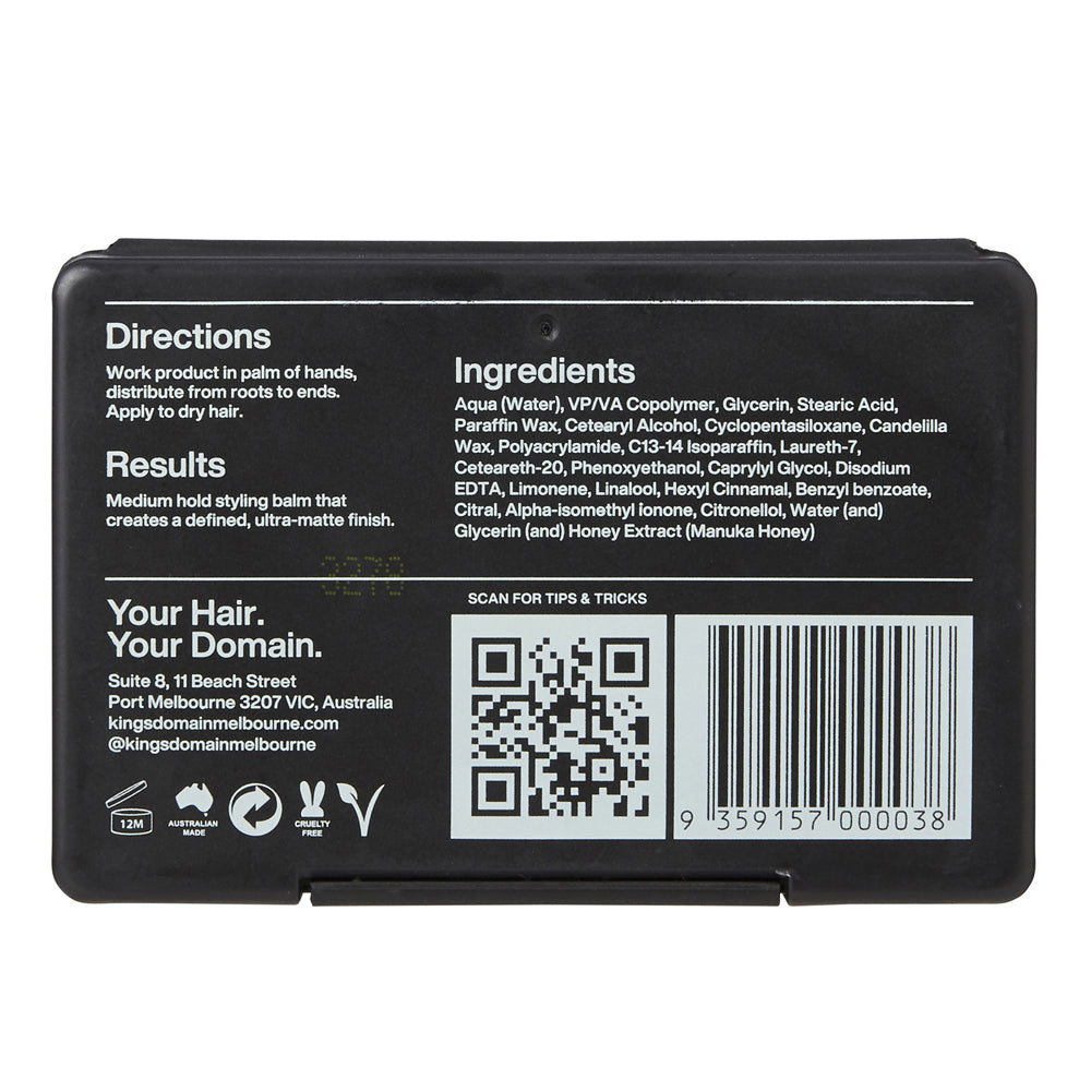 2PK Kings Domain Melbourne Matte Balm Hair Care/Styling 85g