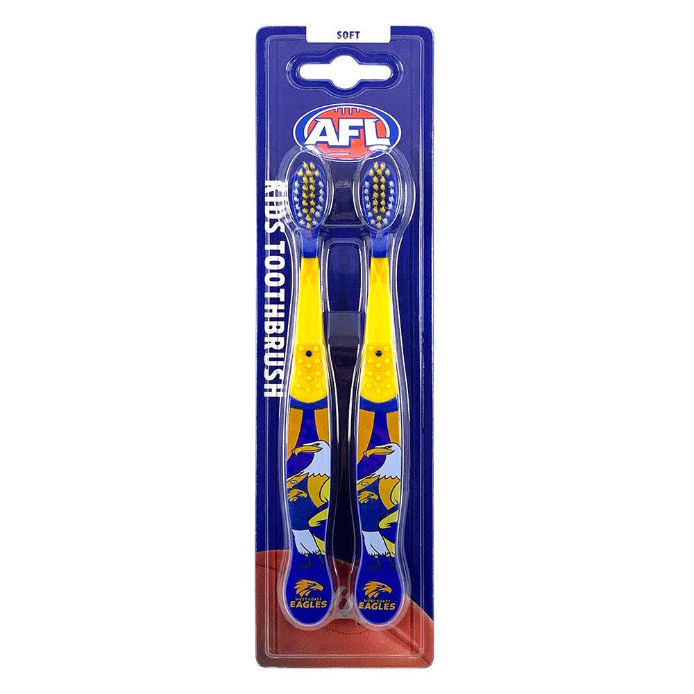5x 2pc AFL Mascot Kids/Children Soft Bristles Toothbrush West Coast Eagles 3y+