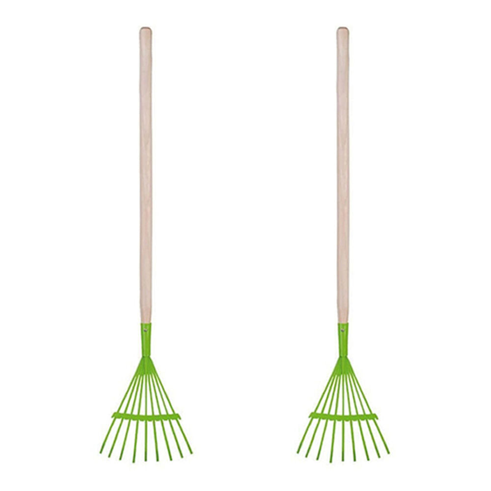 2PK Esschert Design Kids/Children's Lawn Rake Pretend Play Gardening Toy Green