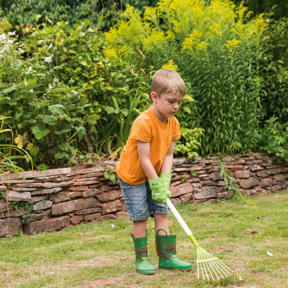 2PK Esschert Design Kids/Children's Lawn Rake Pretend Play Gardening Toy Green