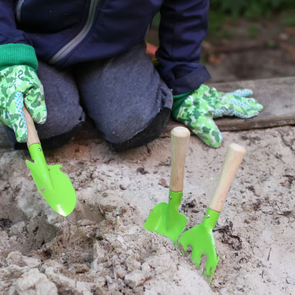 2x 3pc Esschert Design Kids Garden Tool Set Pretend Play Gardening Toy Green