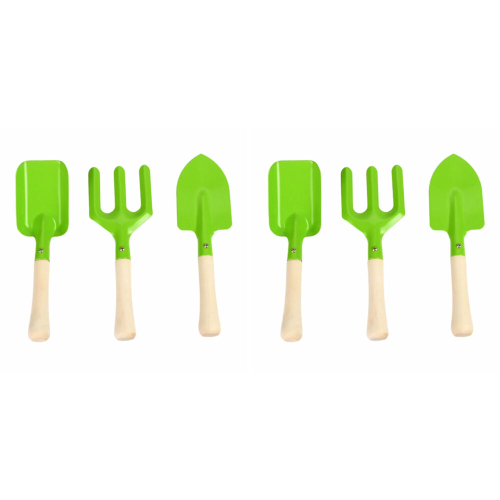 2x 3pc Esschert Design Kids Garden Tool Set Pretend Play Gardening Toy Green