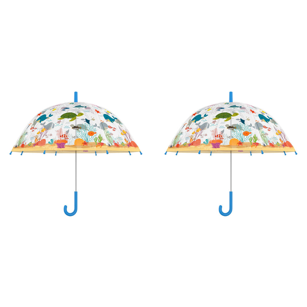 2PK Esschert Design Children's Umbrella Jungle Sea Life Transparent Automatic