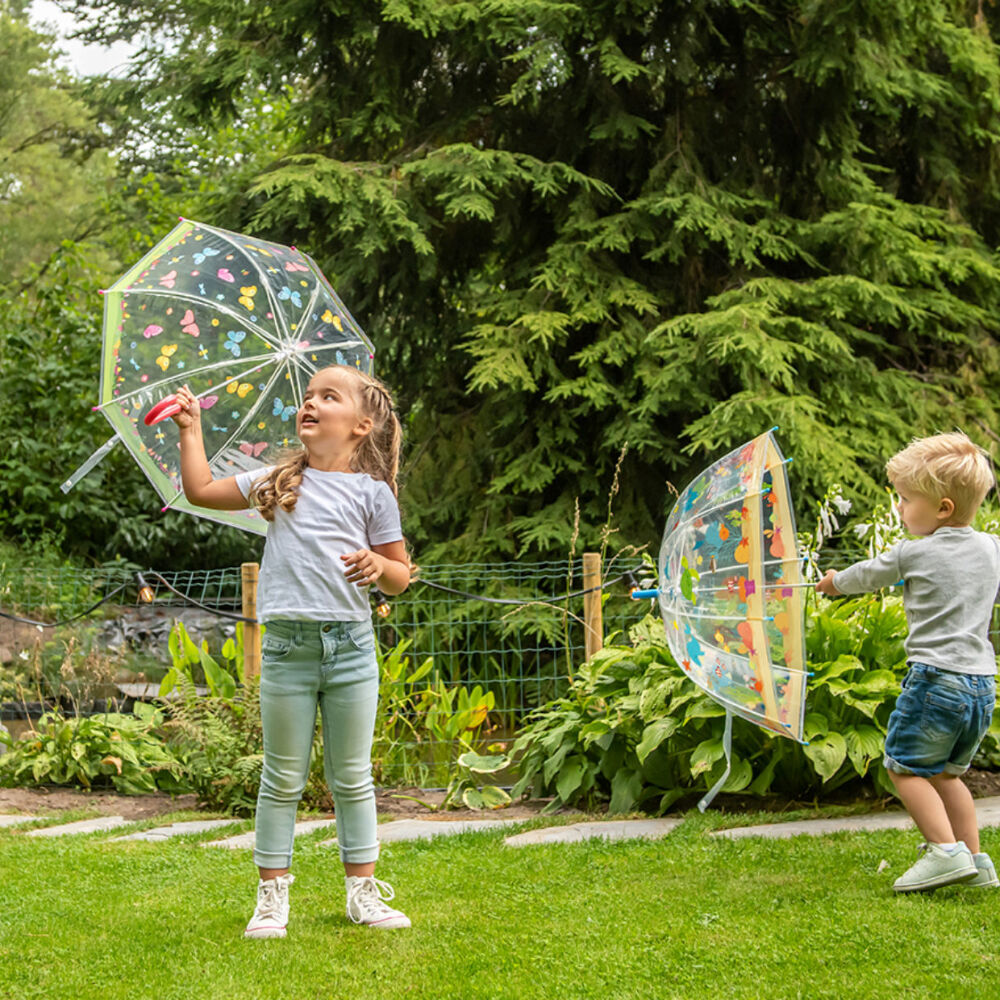 2PK Esschert Design Children's Umbrella Jungle Sea Life Transparent Automatic