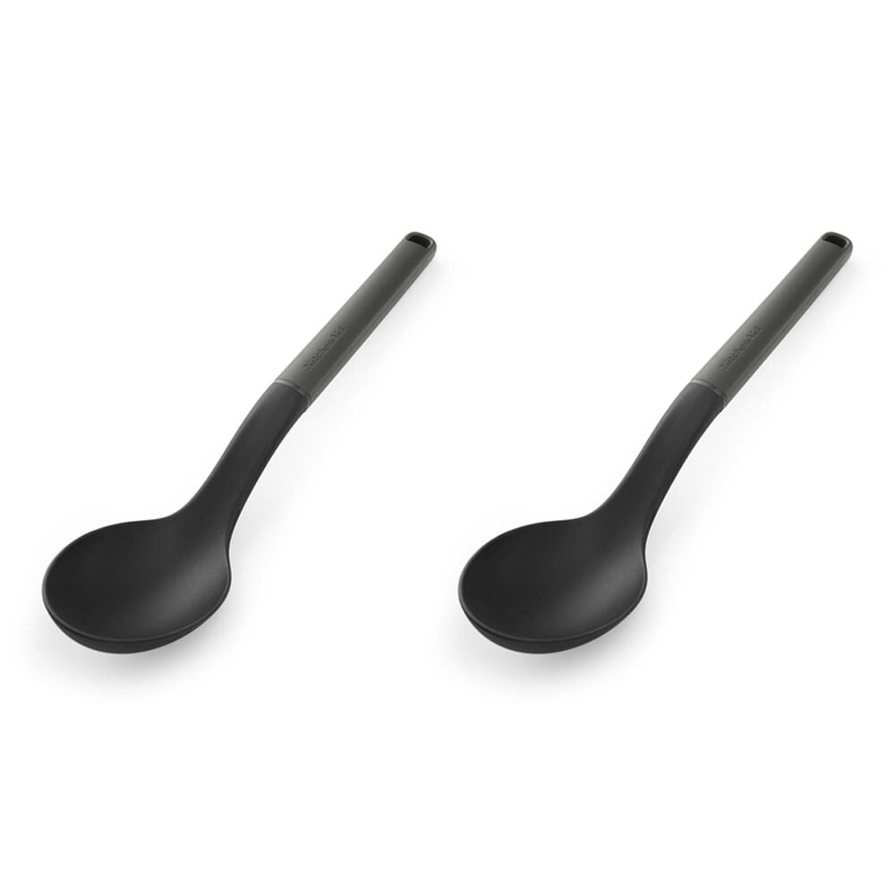 2PK KitchenAid Classic Nylon Solid Cooking Spoon/Kitchen Utensil Charcoal Grey