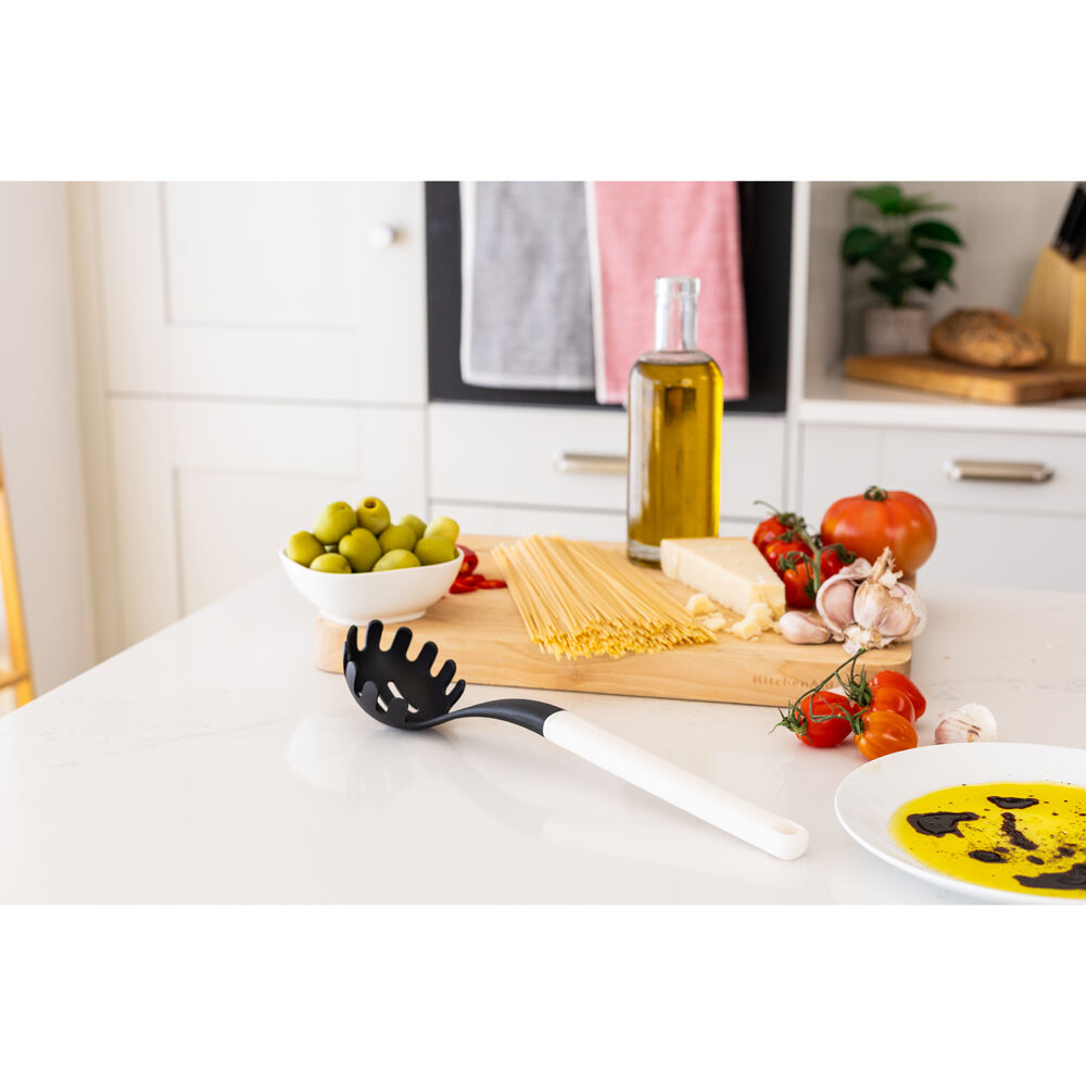 KitchenAid Classic Nylon Pasta Server/Spoon Cooking Utensil Porcelain White