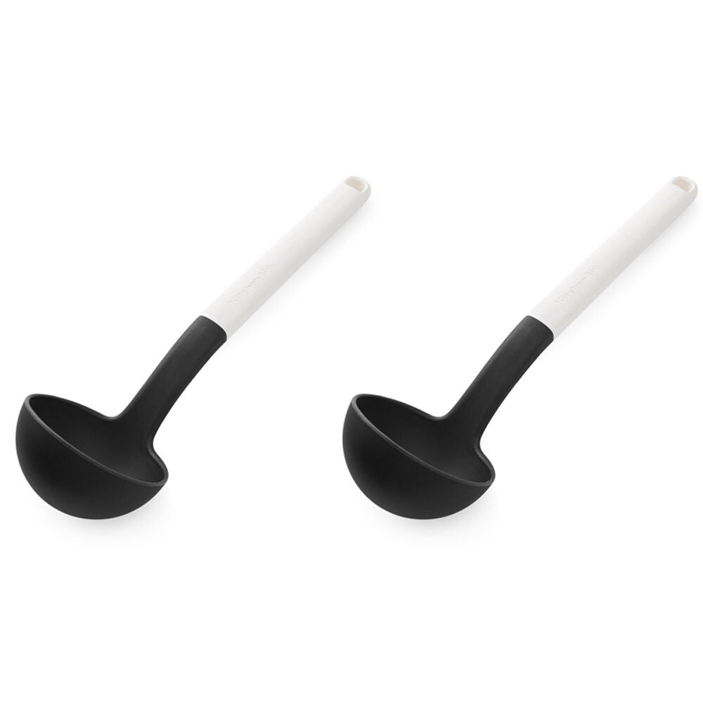 2PK KitchenAid Classic Nylon Serving Ladle/Spoon Cooking Utensil Porcelain White