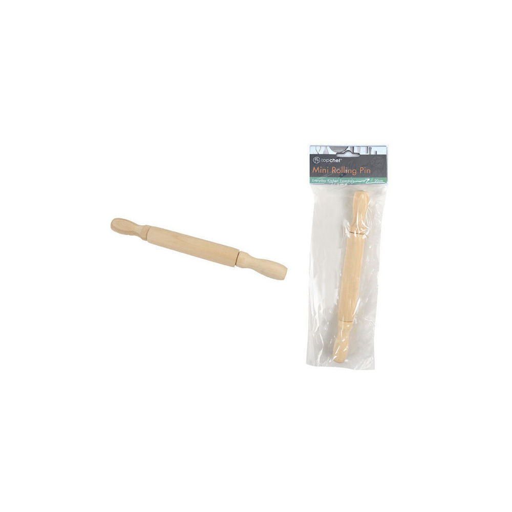 6PK Topchef Mini Wooden Rolling Pin Kitchen Baking Utensil 20cm Natural