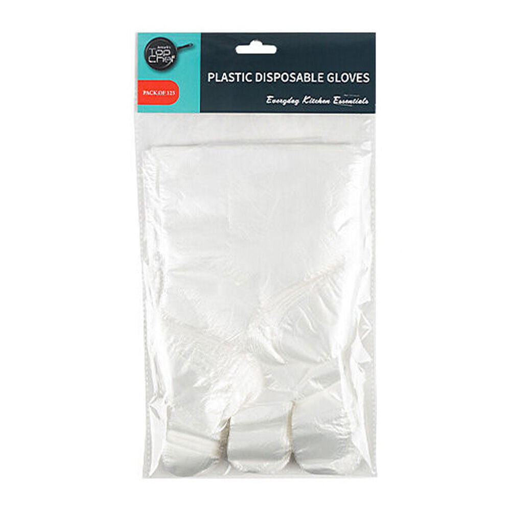 24x 125pc Topchef Disposable Single-Use Plastic Kitchen Gloves Set Clear
