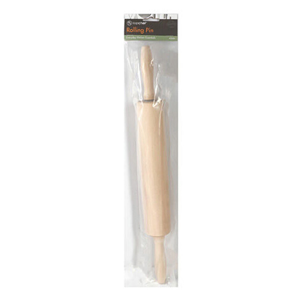 6PK Topchef Wooden Baking Rolling Pin Kitchen Utensil 42cm Natural