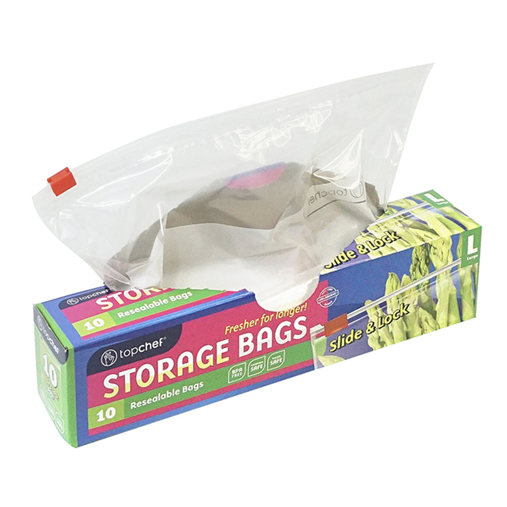 12x 10pc Topchef Slide & Lock Large Kitchen Food Storage Bag