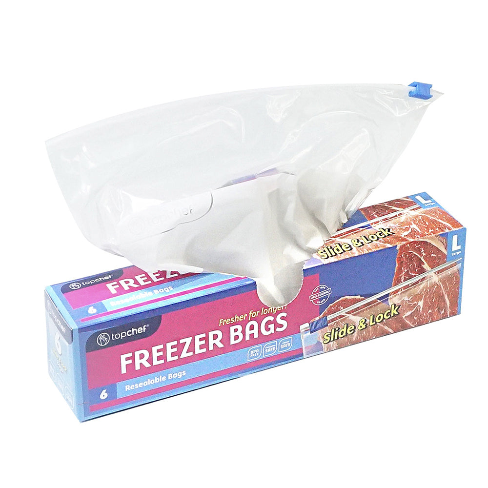 12x 6pc Topchef Slide & Lock Large Freezer Bag Food Storage