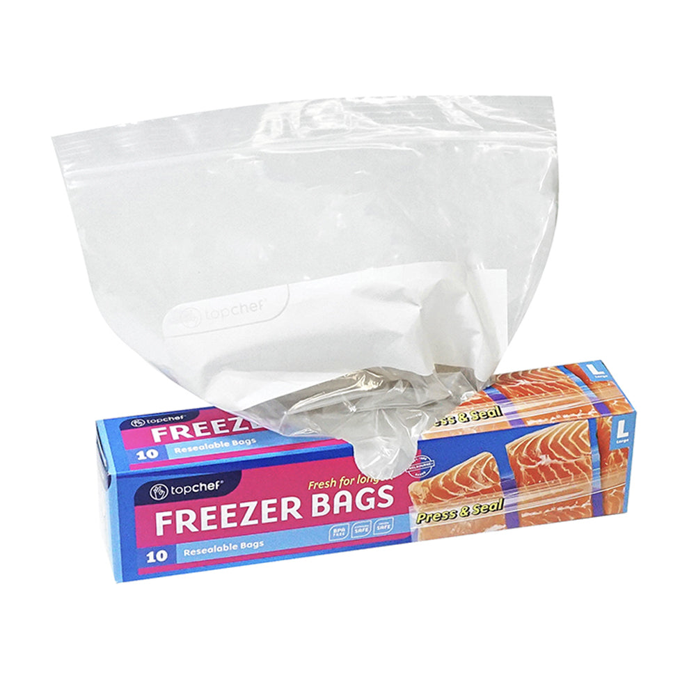 8x 10pc Topchef Single Press & Seal Large Freezer Bag