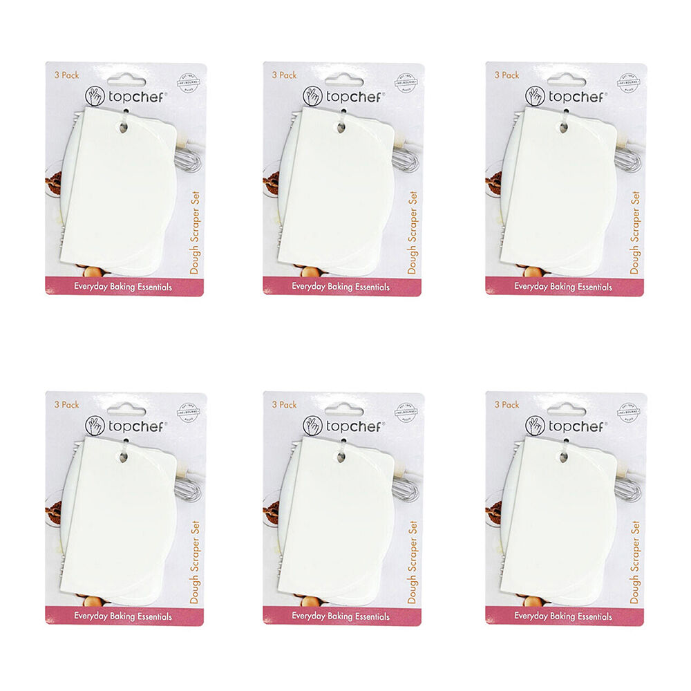 6x 3pc Topchef Dough Scraper/Cutter Baking Utensil Set White Assorted