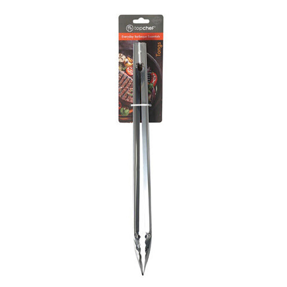 6PK Topchef Stainless Steel Long Handle Barbeque Grilling Tongs 40cm Silver