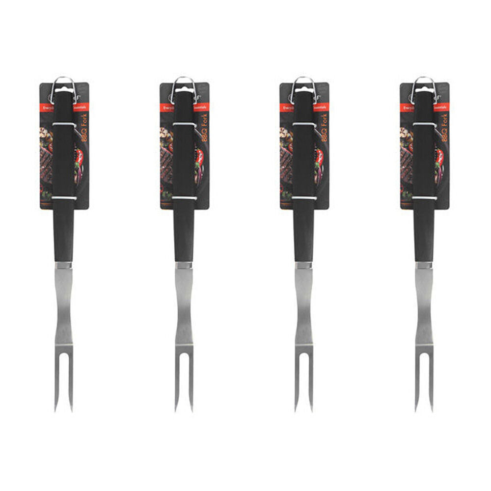 4PK Topchef Stainless Steel Long Handle Barbeque Grilling Fork 46cm Black/Silver