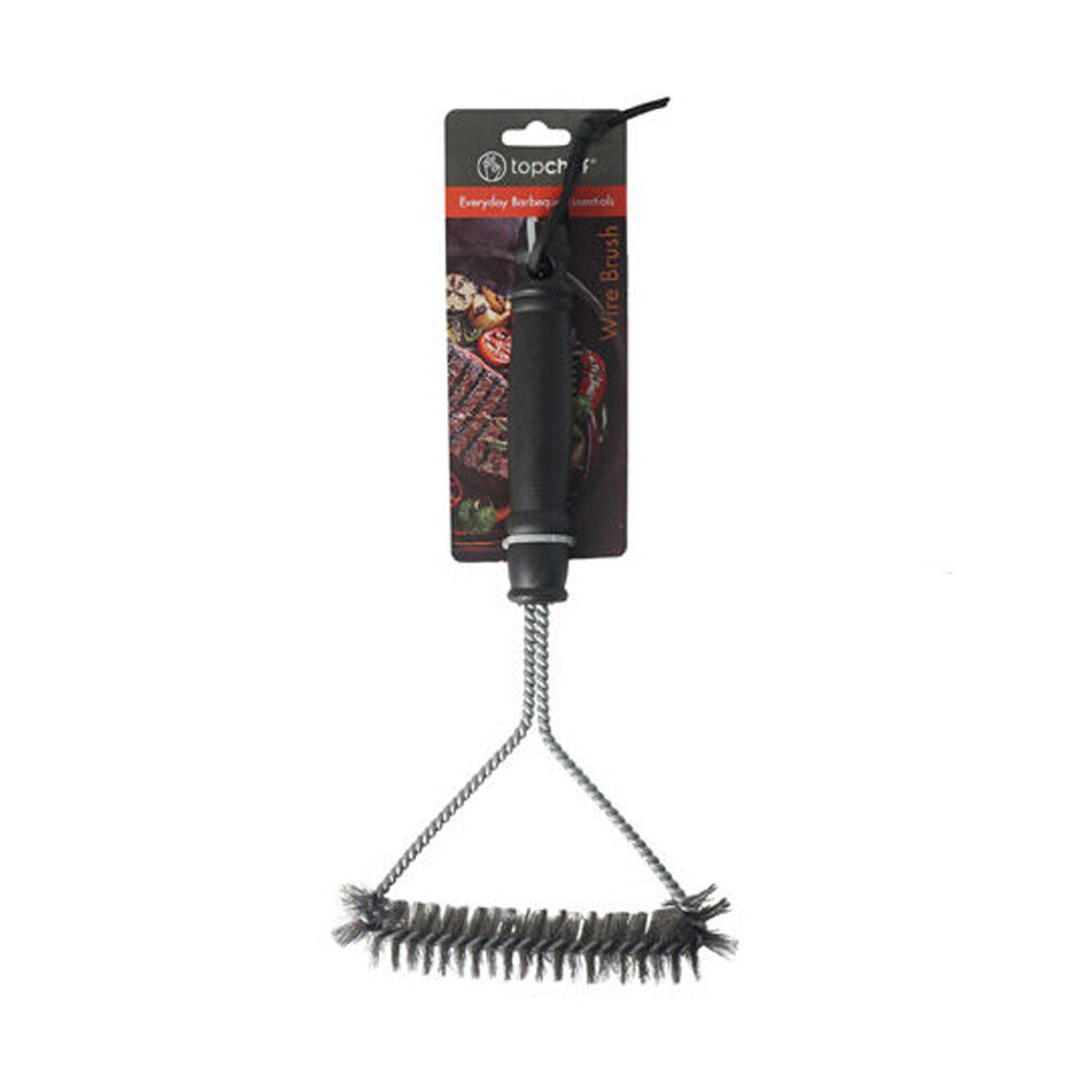 6PK Topchef Barbeque Grill Iron Wire Brush Cleaning Tool Black/Silver