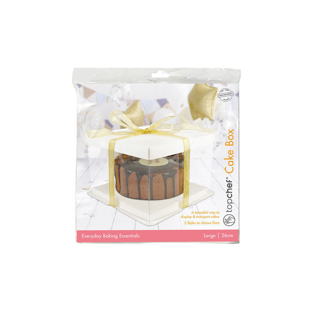 12PK Topchef Cake Box See Through Assorted Black/White 26x26x18