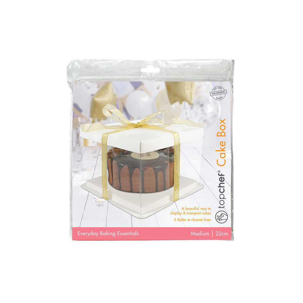 12PK Topchef Cake Box See Through Container Assorted 22x22x16
