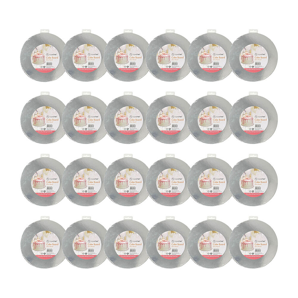 24PK Topchef 25cm Round Cake Board Baking Accessory - Grey