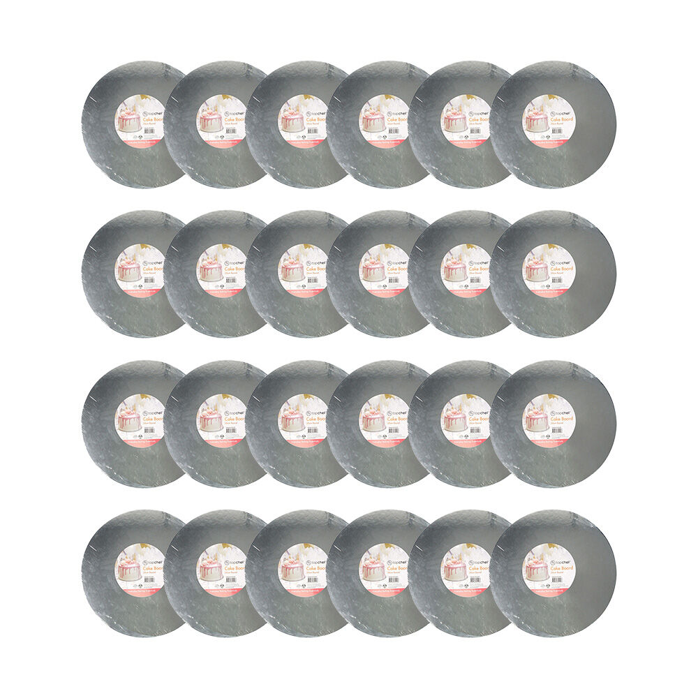24PK Topchef 35cm Round Cake Board Baking Accessory - Grey