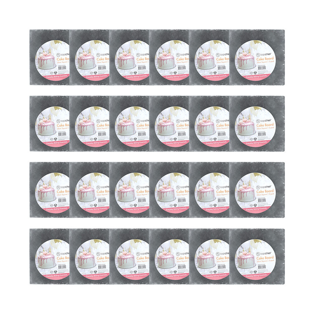 48pc Topchef 20cm Square Cake Board Baking Accessory - Grey