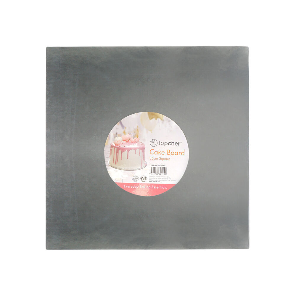 24PK Topchef 35cm Square Cake Board Baking Accessory - Grey