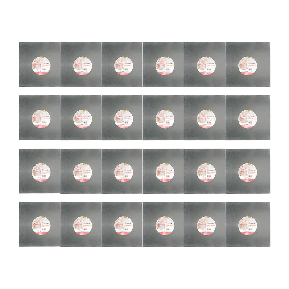 24PK Topchef 35cm Square Cake Board Baking Accessory - Grey